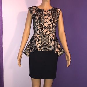 ❌SOLD❌🆕Iris Basic Peplum Dress Black/Tan